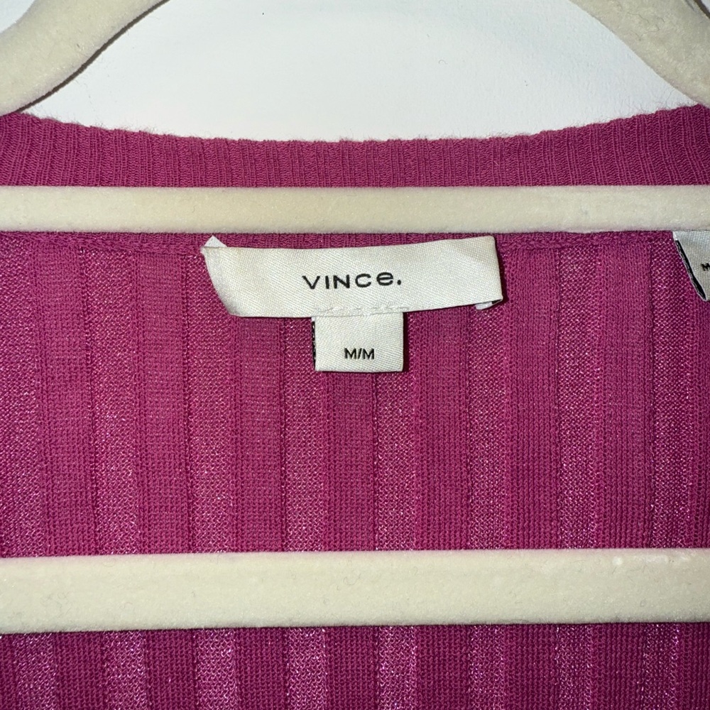 Vince Bright Fuchsia Ribbed Button-Front Cardigan - Picture 2 of 2